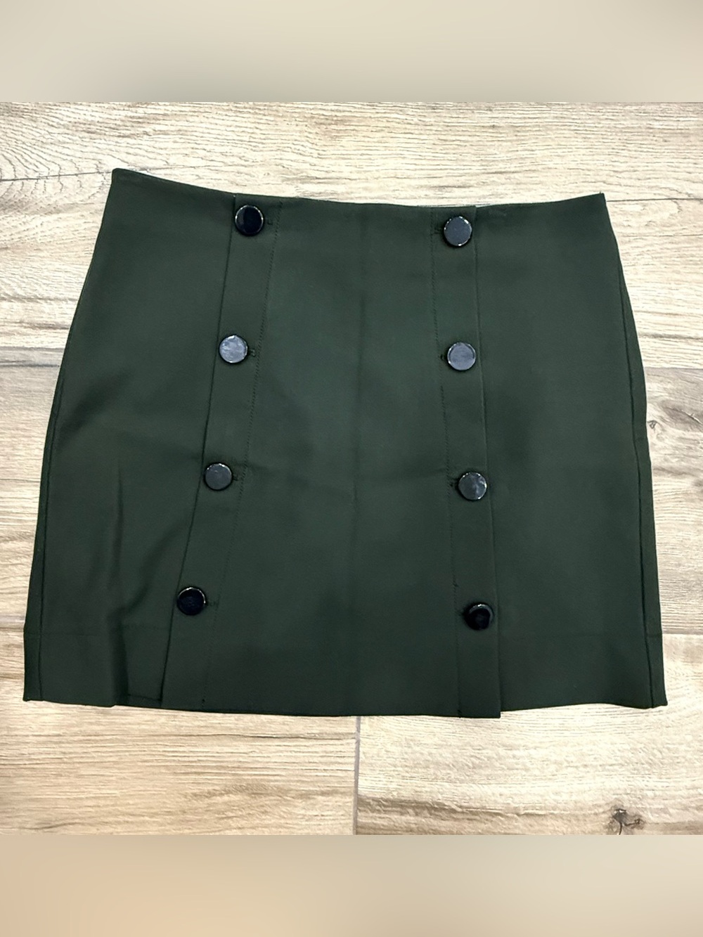 LOFT Dark Green Double-Row Button Mini Skirt